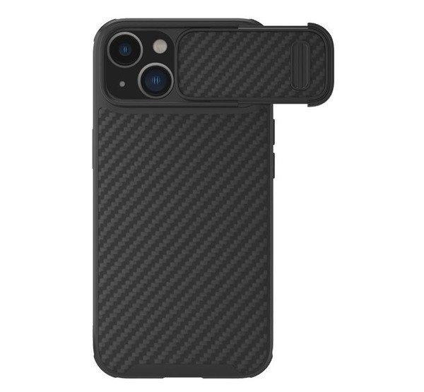 NILLKIN SYNTHETIC FIBER S műanyag telefonvédő (környezetbarát, kamera
védelem, karbon minta) FEKETE Apple iPhone 14 Plus