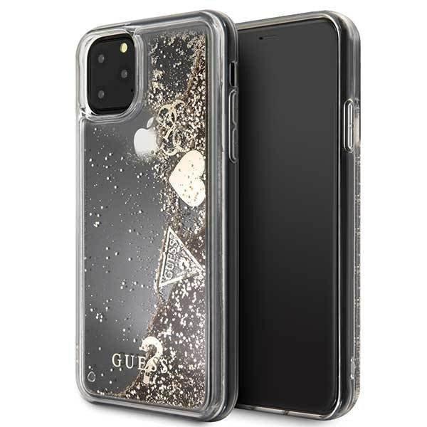 Guess GUHCN65GLHFLGO iPhone 11 Pro Max 6,5" arany csillogó szivecskés
keménytok