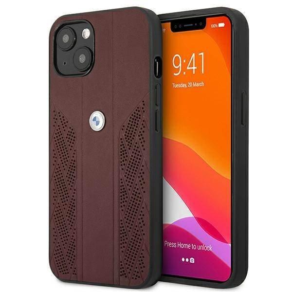 Etui BMW BMHCP13MRSPPR iPhone 13 6.1" piros keménytok Bőr Curve
perforált bőrből