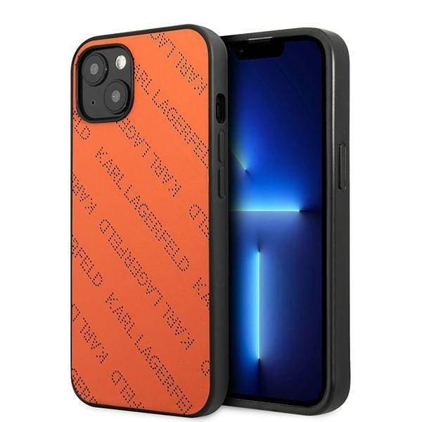 Karl Lagerfeld KLHCP13MPTLO iPhone 13 6,1" keménytok narancs perforált
allover