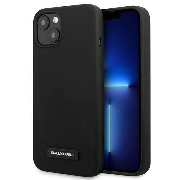 Karl Lagerfeld KLHCP13MSLMP1K iPhone 13 6,1" keménytok fekete szilikon
plakett