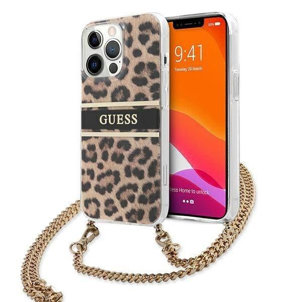 Guess GUHCP13LKBCLE iPhone 13 Pro / 13 6,1" Leopárd keménytok arany
szíjas