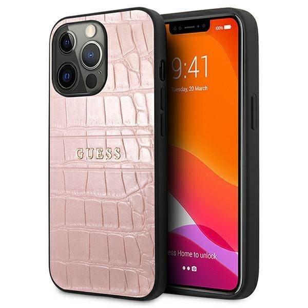 Guess GUHCP13LPCRBPI iPhone 13 Pro / 13 6,1" rózsaszín Croco Strap
Collection tok