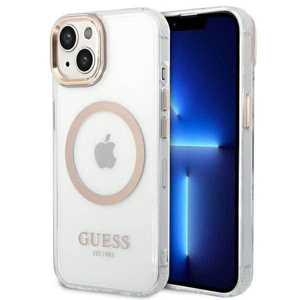 Guess GUHMP14MHTRMD iPhone 14 Plus / 15 Plus 6.7" arany keménytok fém
kontúr Magsafe