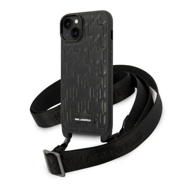 Karl Lagerfeld KLHCP14MSTMMK iPhone 14 Plus / 15 Plus 6,7" keménytok
fekete Monogram plakett Logo szíj