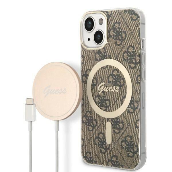 Guess GUBPP14MH4EACSW tok+ töltő iPhone 14 Plus / 15 Plus 6.7" barna
keménytok 4G Print MagSafe