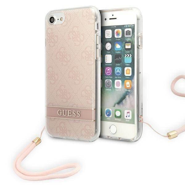 Guess GUOHCI8H4STP iPhone SE 2022 / SE 2020 / 7/ 8 rózsaszín 4G Print Strap
keménytok