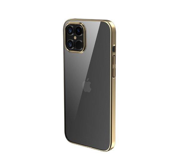 iPhone 11 Pro Max (6,5") kemény hátlap tok, TPU tok, átlátszó / arany
keret, Devia Glimmer