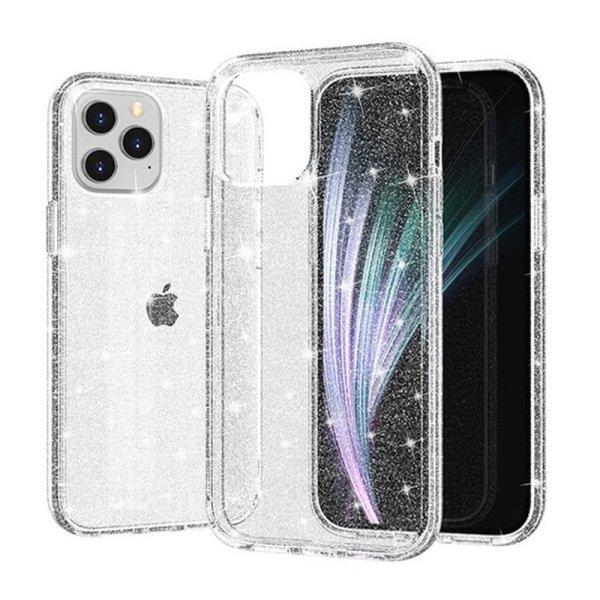 iPhone 11 Pro Max (6,5") szilikon tok, hátlap tok, TPU tok, átlátszó,
ezüst csillámos, Crystal Glitter