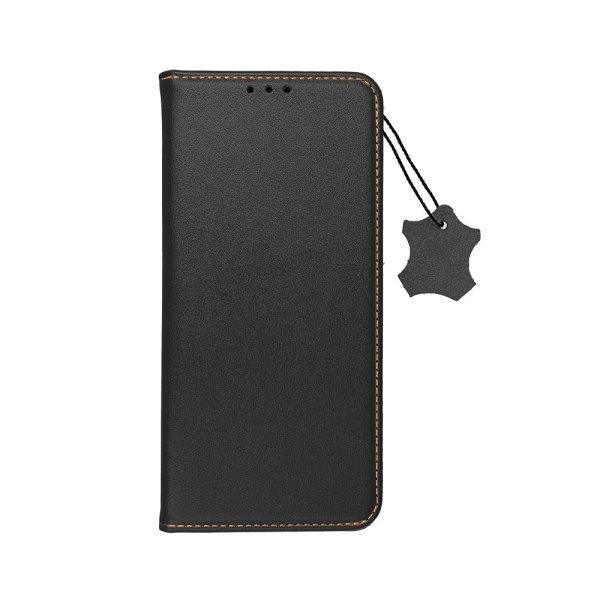 iPhone 14 Plus (6.7") bőr telefon tok, könyvtok, oldalra nyíló tok,
mágnesesen záródó, fekete, Forcell Leather