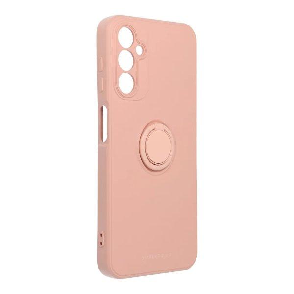 Samsung Galaxy A34 gyűrűs hátlap tok, szilikon tok, velúr belső,
rózsaszín/barackvirág, SM-A346, Roar Amber