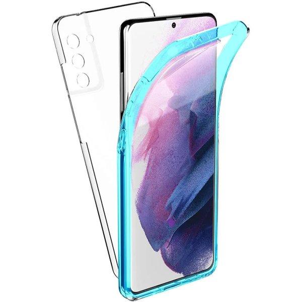 Samsung Galaxy S21 Ultra elő + hátlapi tok, PC + TPU, 360°, kék kerettel,
SM-G998, Forcell