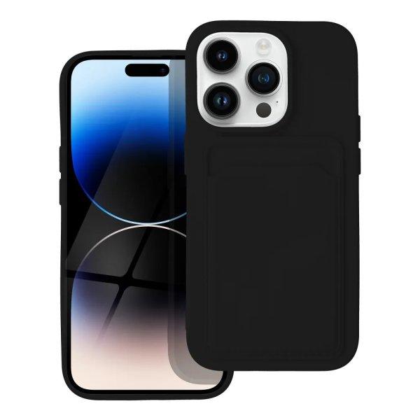 iPhone 14 Plus (6,7") szilikon tok, hátlap tok, bankkártya tartós,
fekete, Card