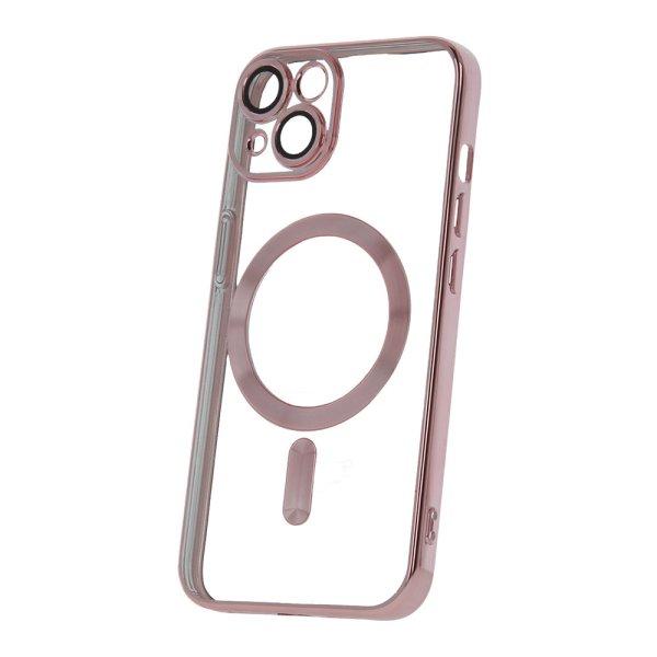 iPhone 13 (6.1") szilikon tok, TPU tok, kamera védelem, magsafe, króm
keretes, rose gold, Color Chrome Mag