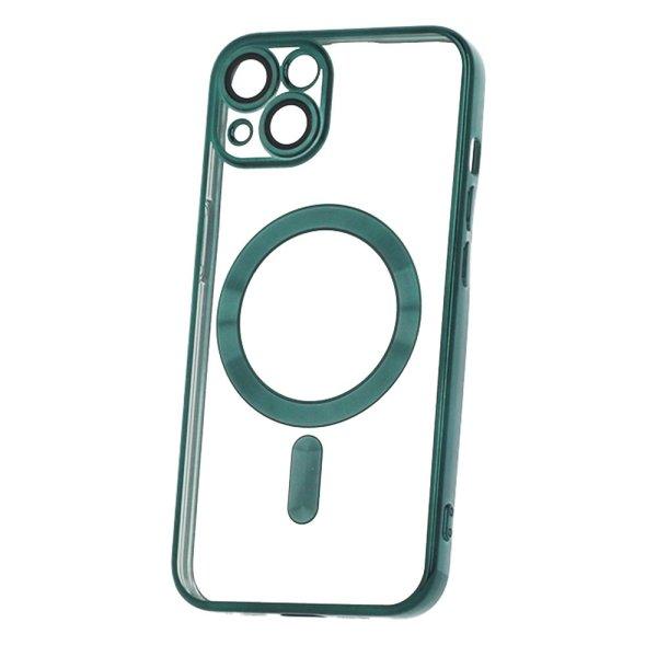 iPhone 13 (6.1") szilikon tok, TPU tok, kamera védelem, magsafe, króm
keretes, zöld, Color Chrome Mag