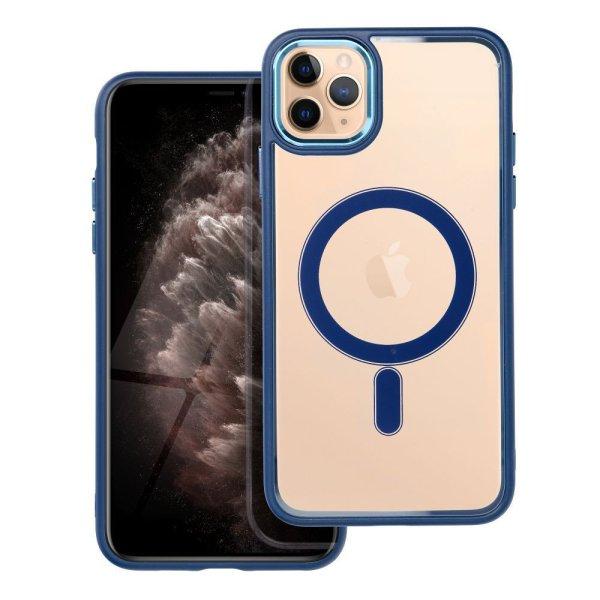 iPhone 11 Pro Max (6.5") szilikon tok, PC/TPU tok, magsafe, színes
keretes, átlátszó/kék, Color Edge Mag Cover