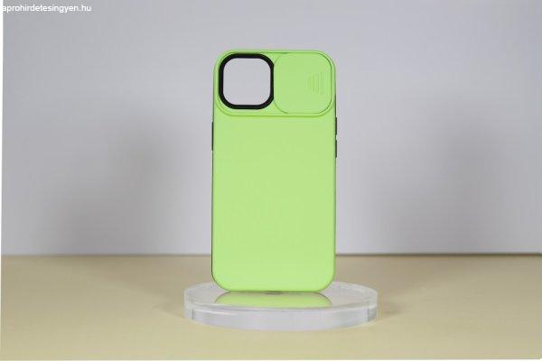 iPhone14 Plus TPU+PC csúsz. kameravédős tok,Zöld