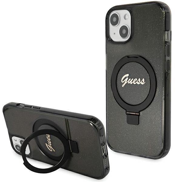 Guess GUHMP13MHRSGSK iPhone 13 6.1" fekete kemény tok Ring Stand Script
Glitter MagSafe