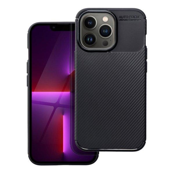 iPhone 13 (6.1") szilikon tok, hátlap tok, carbon mintás, kamera
védelem, fekete, Carbon Premium