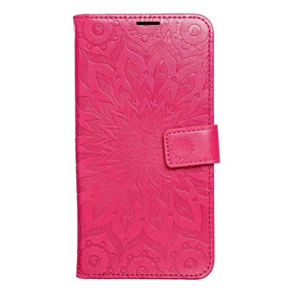 Samsung Galaxy A35 telefon tok, könyvtok, oldalra nyíló tok, mágnesesen
záródó, sötét magenta, mandala, SM-A356, Mezzo