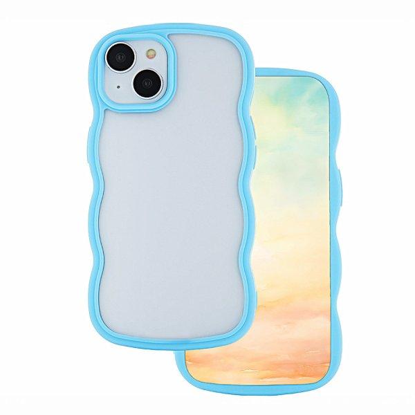 iPhone 13 (6.1") hátlap tok, TPU tok, hullámos keret, átlátszó / kék,
Wave