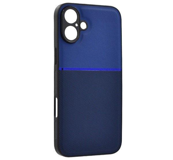Műanyag telefonvédő (szilikon keret, ütésállóság, mágneses, bőr
hatású hátlap, csíkos) SÖTÉTKÉK Apple iPhone 16 Plus