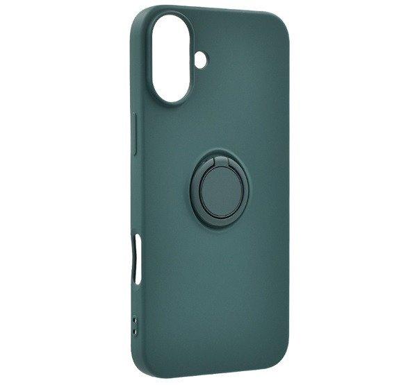 Szilikon telefonvédő (tartógyűrű, mikrofiber plüss belső, mágneses,
kameravédő) SÖTÉTZÖLD Apple iPhone 16 Plus