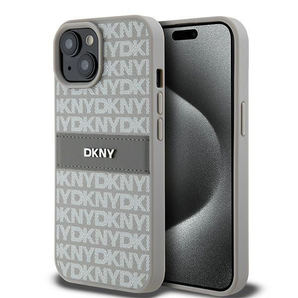 DKNY DKHCP15MPRTHSLE Leather Mono Stripe & Metal Logo tok iPhone 15 Plus / 14
Plus - bézs