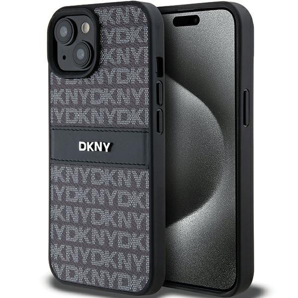 DKNY DKHCP15MPRTHSLK Leather Mono Stripe & Metal Logo tok iPhone 15 Plus / 14
Plus - fekete