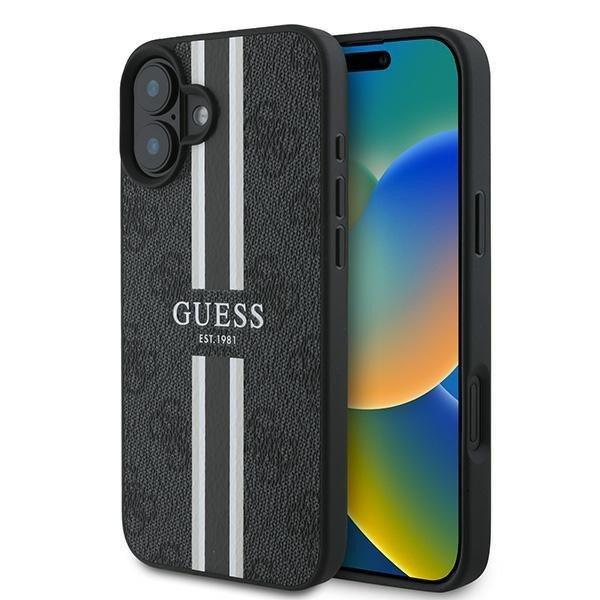 Guess GUHMP16MP4RPSK 4G Printed Stripes MagSafe keménytok iPhone 16 Plus -
fekete