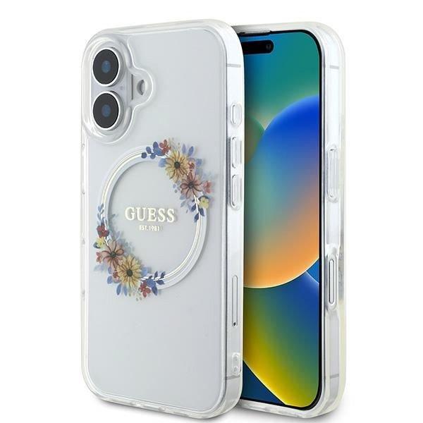 Guess GUHMP16MHFWFCT IML Flowers Wreath MagSafe keménytok iPhone 16 Plus -
átlátszó