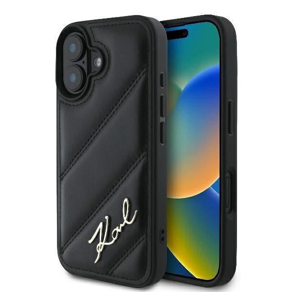 Karl Lagerfeld KLHCP16MPQDSMGK Quilted Signature keménytok iPhone 16 Plus -
fekete