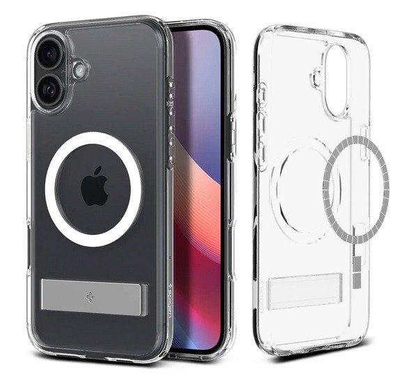 SPIGEN ULTRA HYBRID S műanyag telefonvédő (ütésállóság, légpárnás
keret, kitámasztó, MagSafe) ÁTLÁTSZÓ Apple iPhone 16 Plus