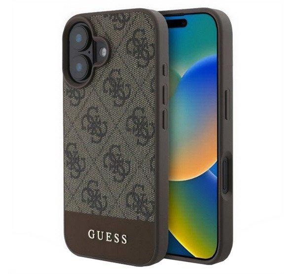 GUESS 4G STRIPE műanyag telefonvédő (textil hátlap) BARNA Apple iPhone 16
Plus