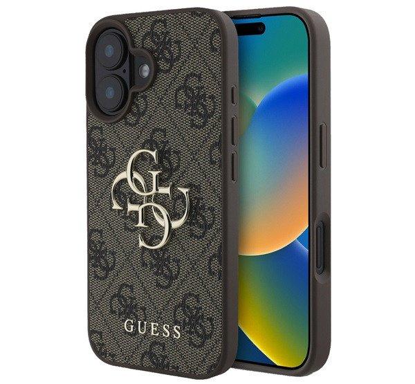 GUESS 4G BIG LOGO szilikon telefonvédő (ütésállóság, bőr hatású
hátlap) BARNA Apple iPhone 16 Plus