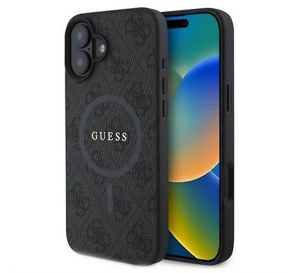 GUESS 4G RING CLASSIC LOGO szilikon telefonvédő (ütésállóság, textil
hátlap, MagSafe) FEKETE Apple iPhone 16 Plus