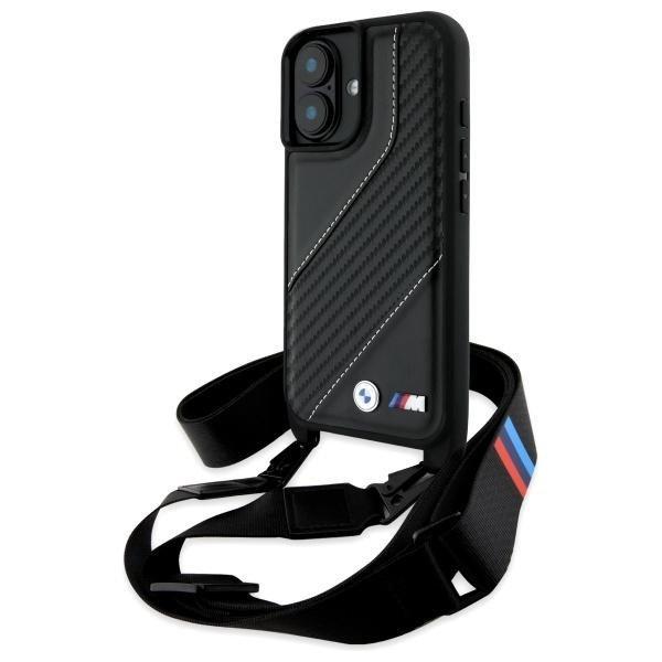 BMW BMHCP16M23PSCCK M Edition Carbon Stripe & Strap keménytok iPhone 16 Plus -
fekete