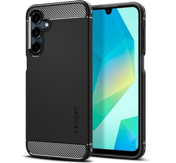 SPIGEN RUGGED ARMOR szilikon telefonvédő (ütésállóság, légpárnás
sarok, karbon minta) FEKETE Samsung Galaxy A16 5G (SM-A166), Galaxy A16 4G
(SM-A165)