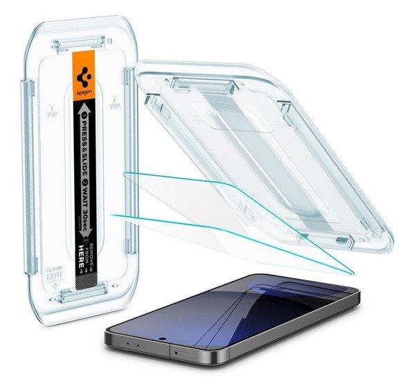 SPIGEN EZ FIT HD képernyővédő üveg 2db (2.5D, tokbarát, ultravékony,
0.2mm, 9H + segédkeret) ÁTLÁTSZÓ Samsung Galaxy S24 FE 5G (SM-S721)