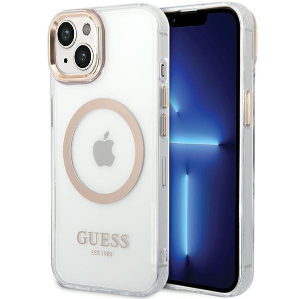 Guess GUHMP15MHTRMD Metal Outline MagSafe-kompatibilis tok iPhone 14 Plus/15
Plus - arany színű