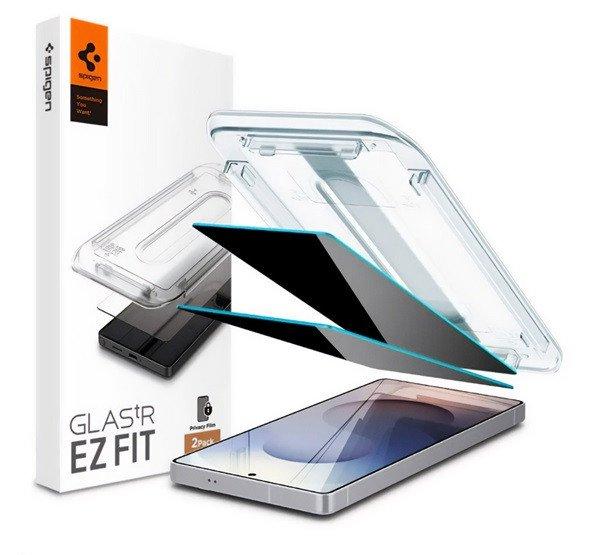 SPIGEN EZ FIT HD képernyővédő üveg 2db (2.5D, betekintés védelem, 0.2mm,
9H + segédkeret) ÁTLÁTSZÓ Samsung Galaxy S25 Ultra (SM-S938)