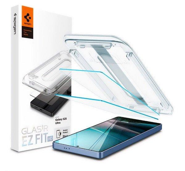 SPIGEN EZ FIT HD képernyővédő üveg 2db (2.5D, tokbarát, ultravékony,
0.2mm, 9H + segédkeret) ÁTLÁTSZÓ Samsung Galaxy S25 Ultra (SM-S938)