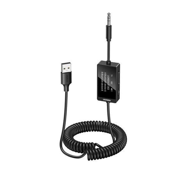 UGREEN bluetooth audió adapter (v5.4, 3.5mm jack, TX/RX funkció, spirál
kábel) FEKETE