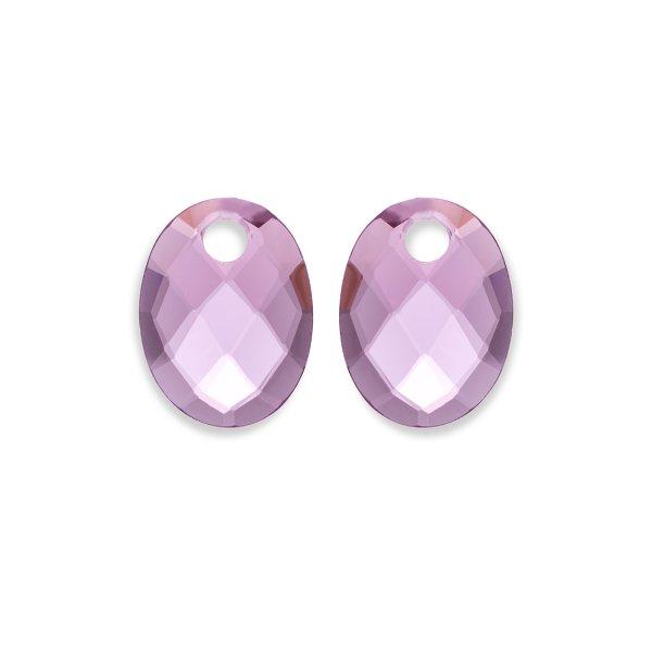 Sparkling Jewels Ovális medálok fülbevalóra lila rózsakvarcból EAGEM59-MO