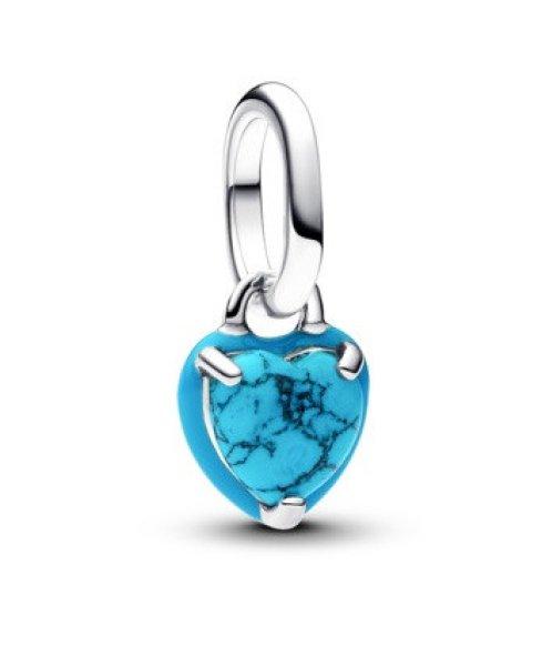 Pandora Ezüst mini medál Türkiz szív Me 793827C01