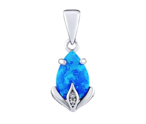 Silvego Ezüst Clarissa medál kék opállal Brilliance Zirconia JJJ1267PB