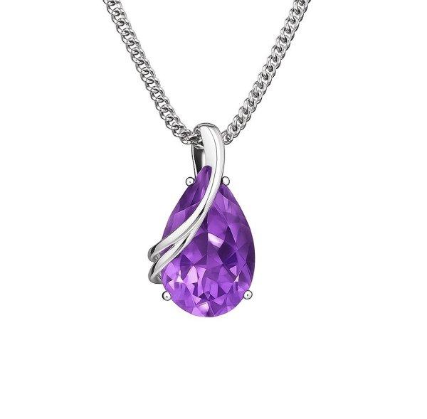 Silver Cat Ezüst nyaklánc ametiszttel Colored stones SC588 (lánc, medál)