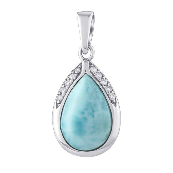 Silvego Ezüst medál természetes larimar kővel JSTS14709LR