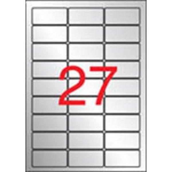 Etikett, 63,5x29,6 mm, poliészter, időjárásálló, kerekített sarkú, APLI,
ezüst, 540 etikett/csomag
