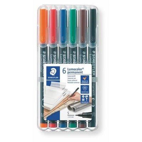Alkoholos marker készlet, OHP, 0,4 mm, STAEDTLER "Lumocolor® 313 S",
6 különböző szín